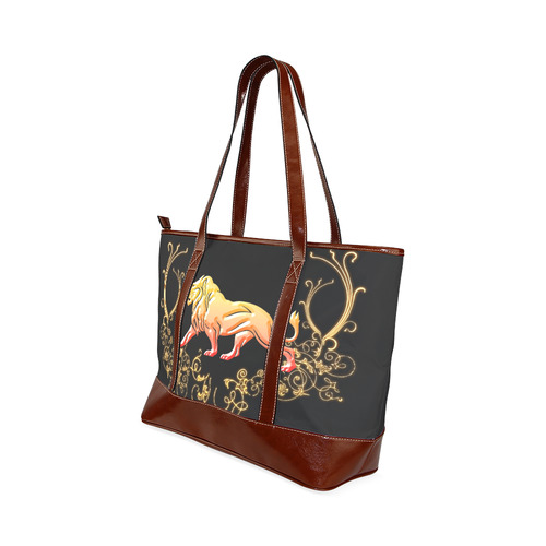 Awesome lion in gold and black Tote Handbag (Model 1642)