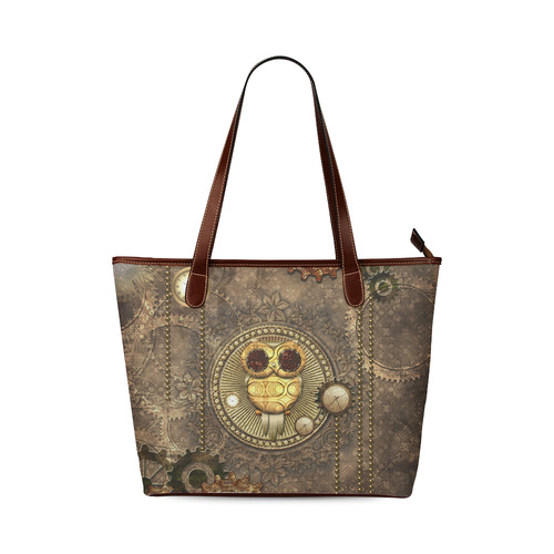 Steampunk, wonderful owl,clocks and gears Shoulder Tote Bag (Model 1646)