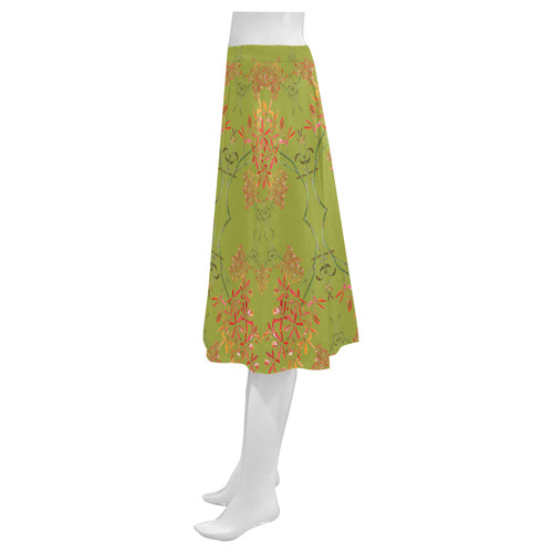 orchid olive Mnemosyne Women's Crepe Skirt (Model D16)