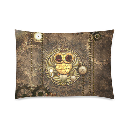 Steampunk, wonderful owl,clocks and gears Custom Zippered Pillow Case 20"x30"(Twin Sides)