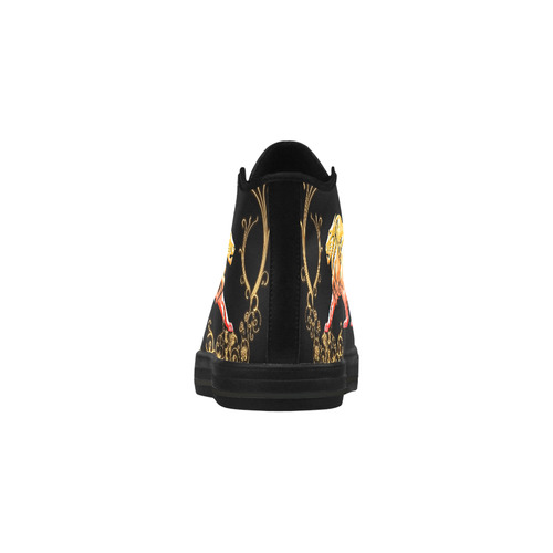 Awesome lion in gold and black Aquila High Top Microfiber Leather Women's Shoes/Large Size (Model 032)