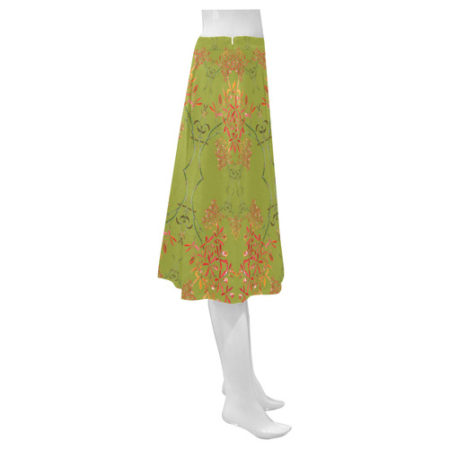 orchid olive Mnemosyne Women's Crepe Skirt (Model D16)