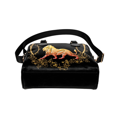 Awesome lion in gold and black Shoulder Handbag (Model 1634)