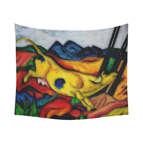 Yellow Cow by Franz Marc Cotton Linen Wall Tapestry 60"x 51"