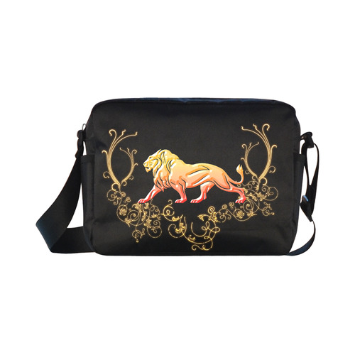 Awesome lion in gold and black Classic Cross-body Nylon Bags (Model 1632)