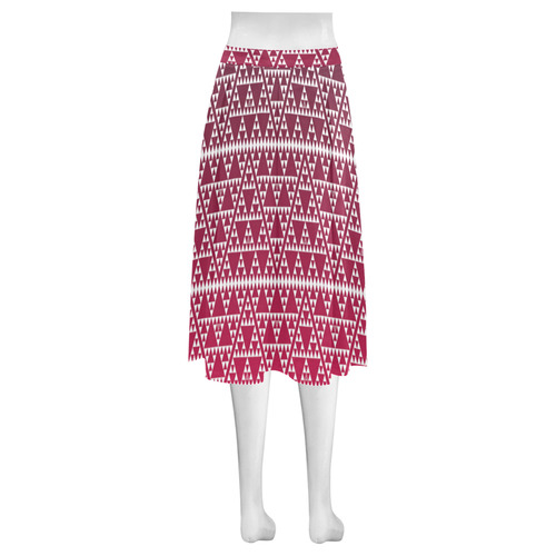 triangles in triangles pattern wht on red Mnemosyne Women's Crepe Skirt (Model D16)