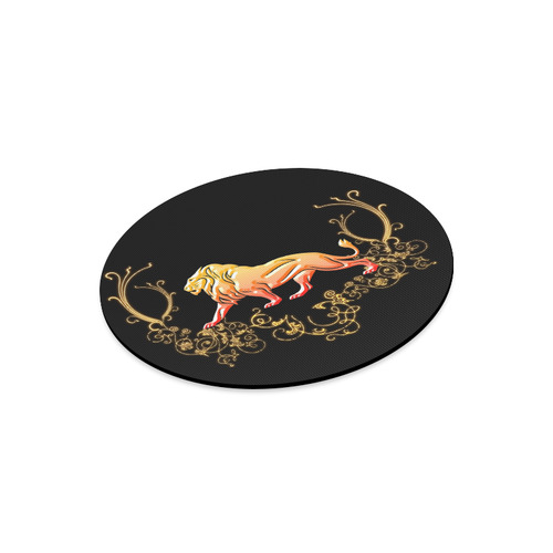 Awesome lion in gold and black Round Mousepad