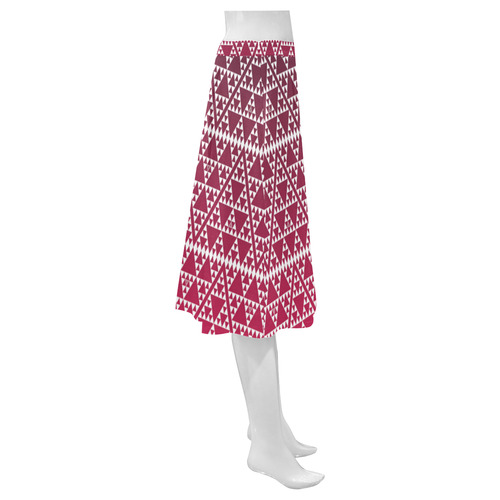 triangles in triangles pattern wht on red Mnemosyne Women's Crepe Skirt (Model D16)