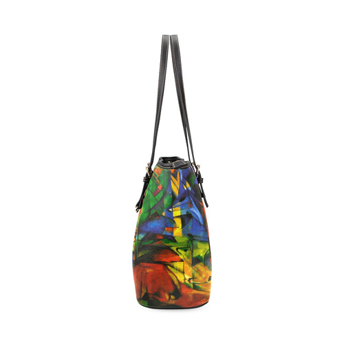 Deers in Wood by Franz Marc Leather Tote Bag/Small (Model 1640)