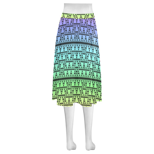 triangles in triangles pattern blk rainbow Mnemosyne Women's Crepe Skirt (Model D16)