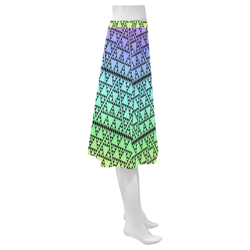 triangles in triangles pattern blk rainbow Mnemosyne Women's Crepe Skirt (Model D16)
