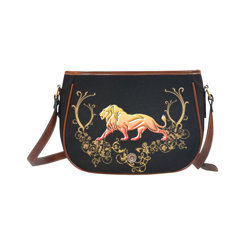 Awesome lion in gold and black Saddle Bag/Large (Model 1649)
