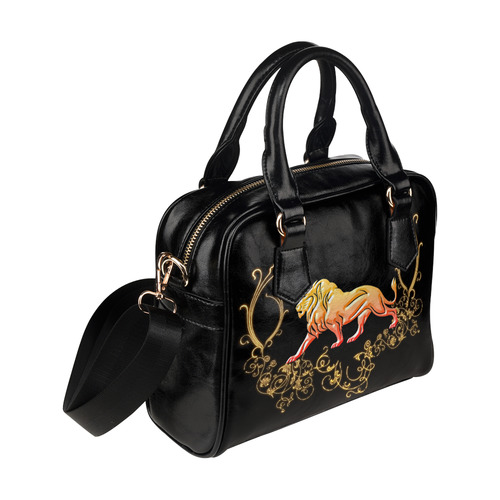 Awesome lion in gold and black Shoulder Handbag (Model 1634)