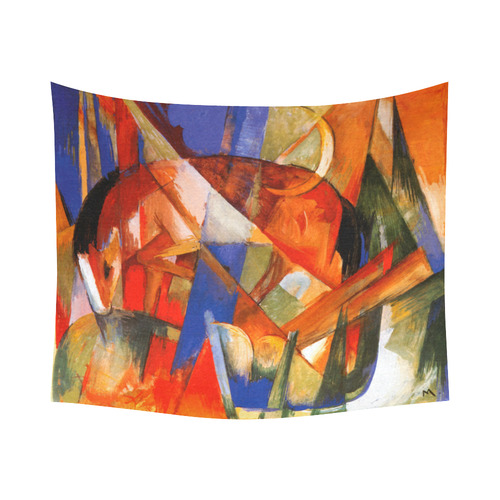 Fantasy Animal (horse) by Franz Marc Cotton Linen Wall Tapestry 60"x 51"