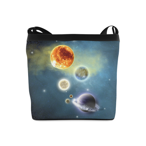 Space scenario with  meteorite sun and planets Crossbody Bags (Model 1613)