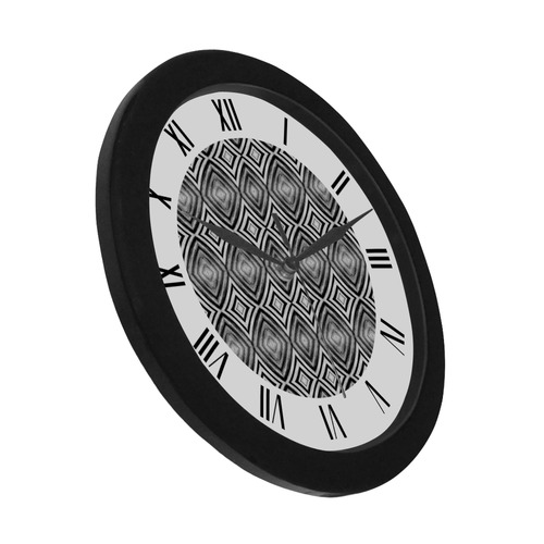 black and white diamond pattern watch circular roman numerals hand 6 Circular Plastic Wall clock