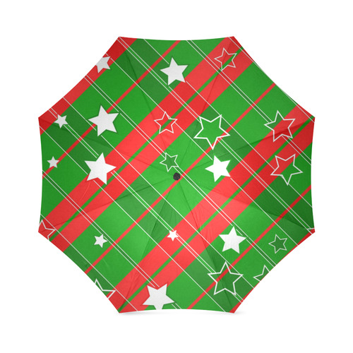 Green Red Stars Stripes Foldable Umbrella (Model U01)