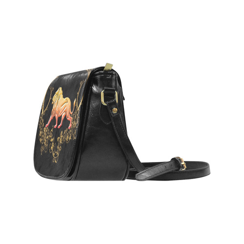 Awesome lion in gold and black Classic Saddle Bag/Large (Model 1648)