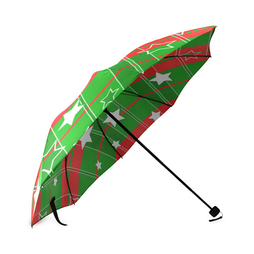 Green Red Stars Stripes Foldable Umbrella (Model U01)