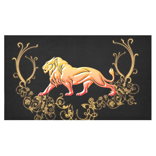 Awesome lion in gold and black Cotton Linen Tablecloth 60"x 104"