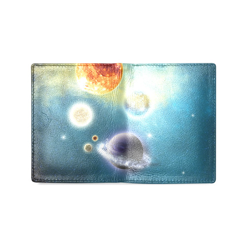 Space scenario with  meteorite sun and planets Men's Leather Wallet (Model 1612)