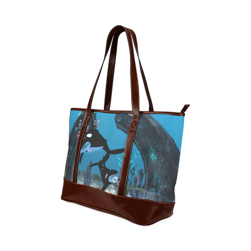 Amazing orcas , underwater world Tote Handbag (Model 1642)