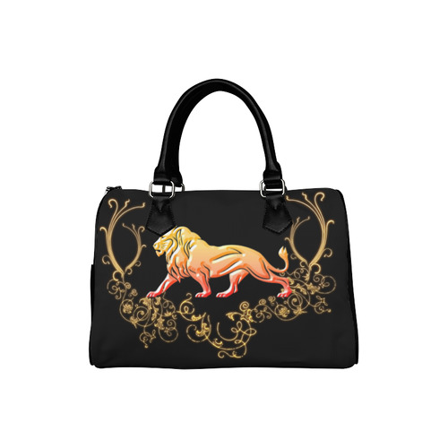 Awesome lion in gold and black Boston Handbag (Model 1621)
