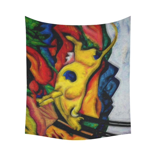 Yellow Cow by Franz Marc Cotton Linen Wall Tapestry 60"x 51"