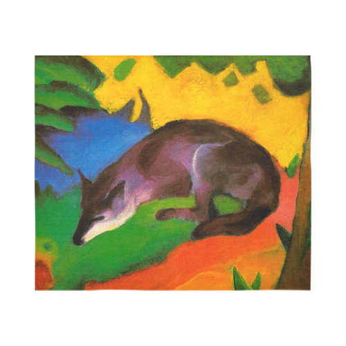 Black Fox by Franz Marc Cotton Linen Wall Tapestry 60"x 51"