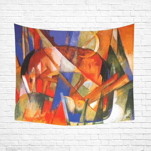 Fantasy Animal (horse) by Franz Marc Cotton Linen Wall Tapestry 60"x 51"