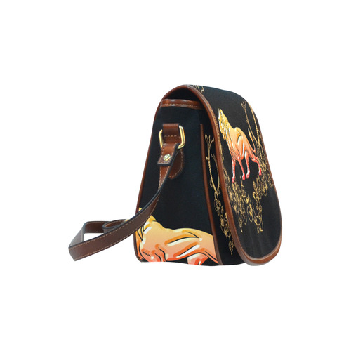 Awesome lion in gold and black Saddle Bag/Large (Model 1649)