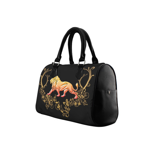 Awesome lion in gold and black Boston Handbag (Model 1621)