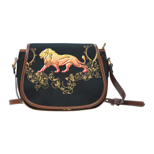 Awesome lion in gold and black Saddle Bag/Large (Model 1649)