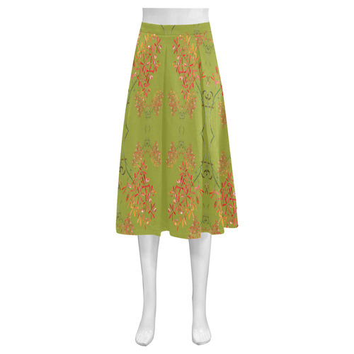 orchid olive Mnemosyne Women's Crepe Skirt (Model D16)