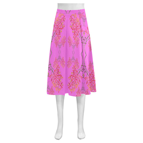 orchid  pink Mnemosyne Women's Crepe Skirt (Model D16)
