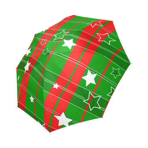 Green Red Stars Stripes Foldable Umbrella (Model U01)