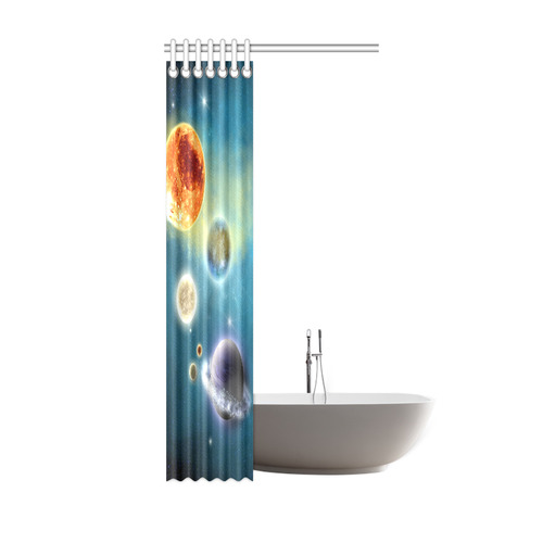 Space scenario with  meteorite sun and planets Shower Curtain 36"x72"