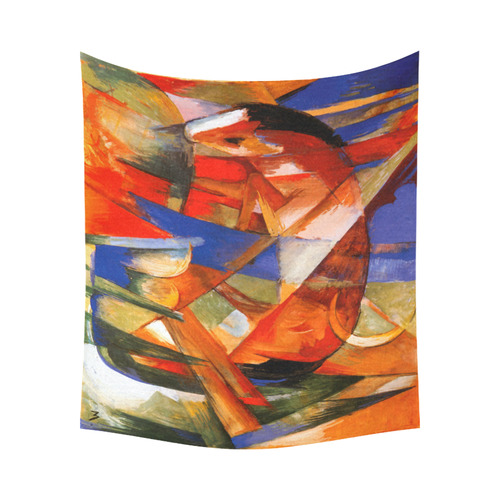 Fantasy Animal (horse) by Franz Marc Cotton Linen Wall Tapestry 60"x 51"