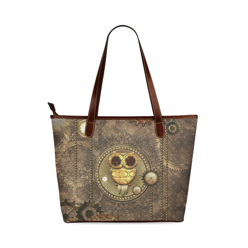 Steampunk, wonderful owl,clocks and gears Shoulder Tote Bag (Model 1646)