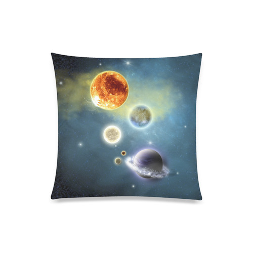 Space scenario with  meteorite sun and planets Custom Zippered Pillow Case 20"x20"(One Side)