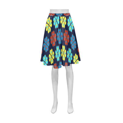 heart flower pattern on navy blue Athena Women's Short Skirt (Model D15)