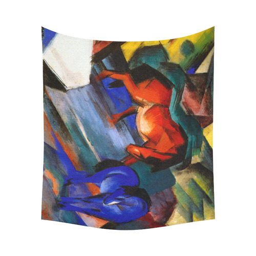 Red and Blue Horse by Franz Marc Cotton Linen Wall Tapestry 60"x 51"