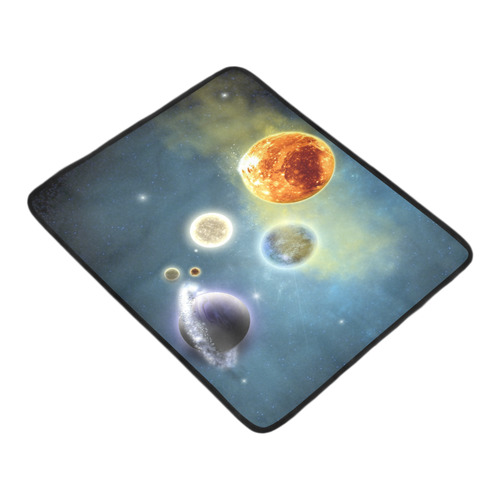 Space scenario with  meteorite sun and planets Beach Mat 78"x 60"
