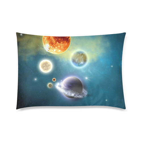 Space scenario with  meteorite sun and planets Custom Zippered Pillow Case 20"x30"(Twin Sides)