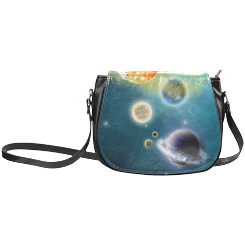 Space scenario with  meteorite sun and planets Classic Saddle Bag/Large (Model 1648)