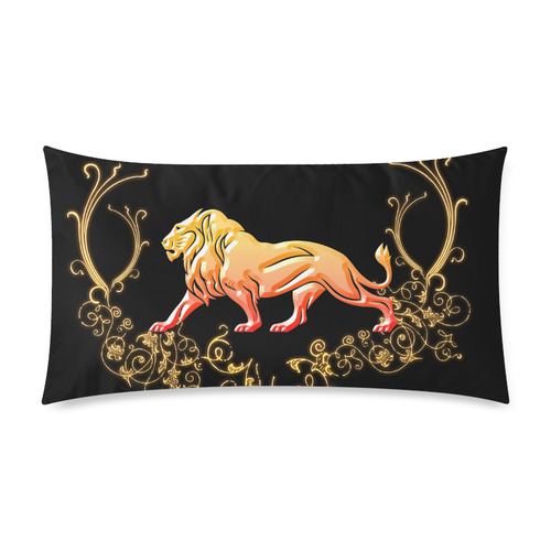 Awesome lion in gold and black Rectangle Pillow Case 20"x36"(Twin Sides)