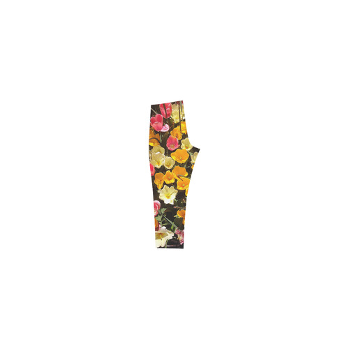 Yellow Pink Flowers Capri Legging (Model L02)