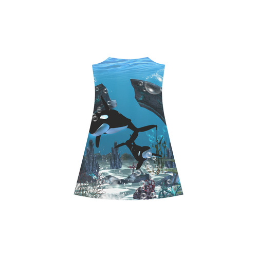 Amazing orcas , underwater world Alcestis Slip Dress (Model D05)