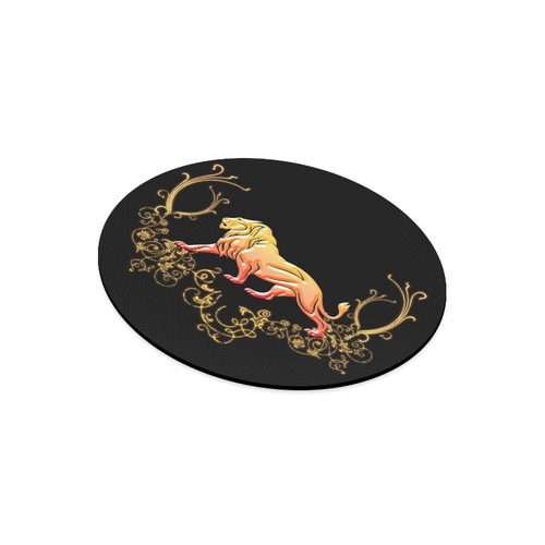 Awesome lion in gold and black Round Mousepad
