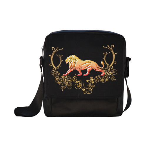 Awesome lion in gold and black Crossbody Nylon Bags (Model 1633)